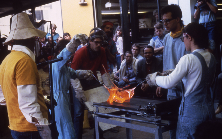 Hot glass demonstration before an audience