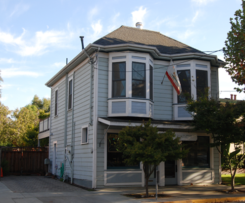 The Parrot Studios building, a restored 1890s Victorian in College Park, San Jose